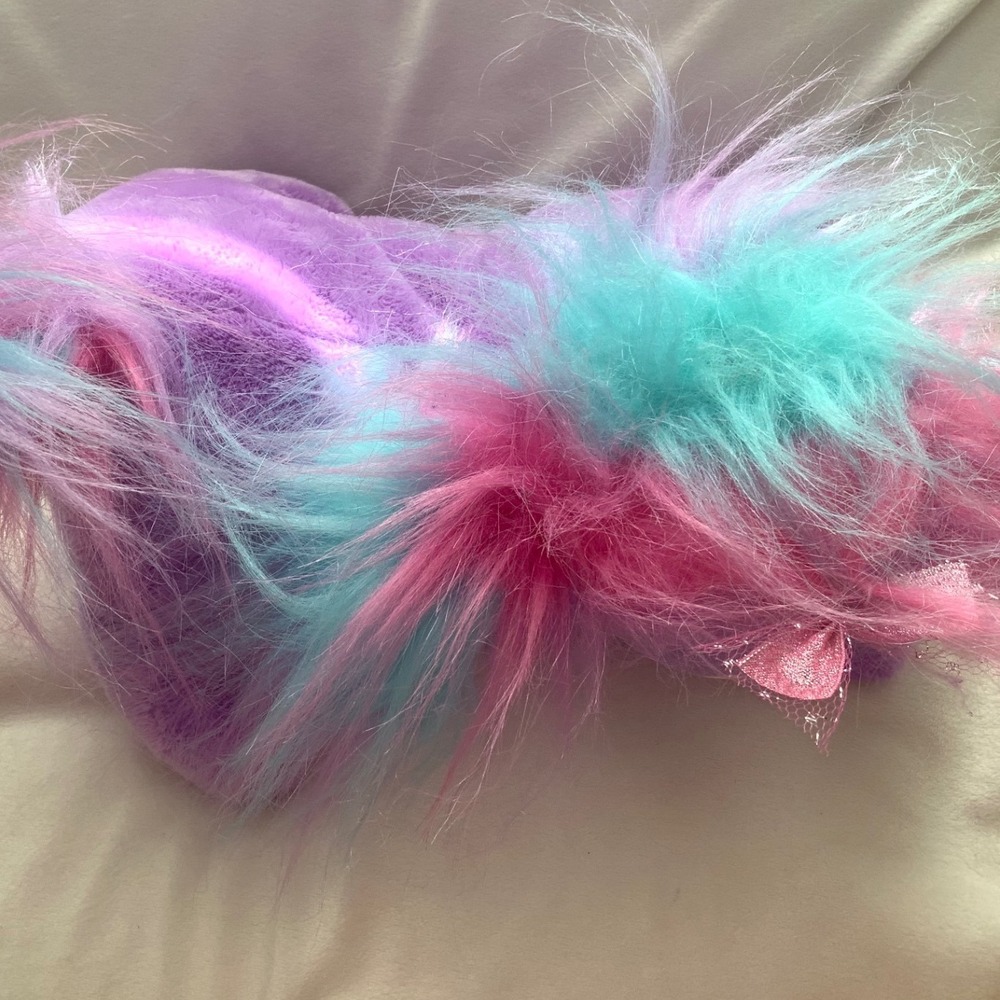 Puppy Surprise Purple Plush Purse Bag Rainbow Hair Puppy Dog 12" Plush Toy - Picture 3 of 8